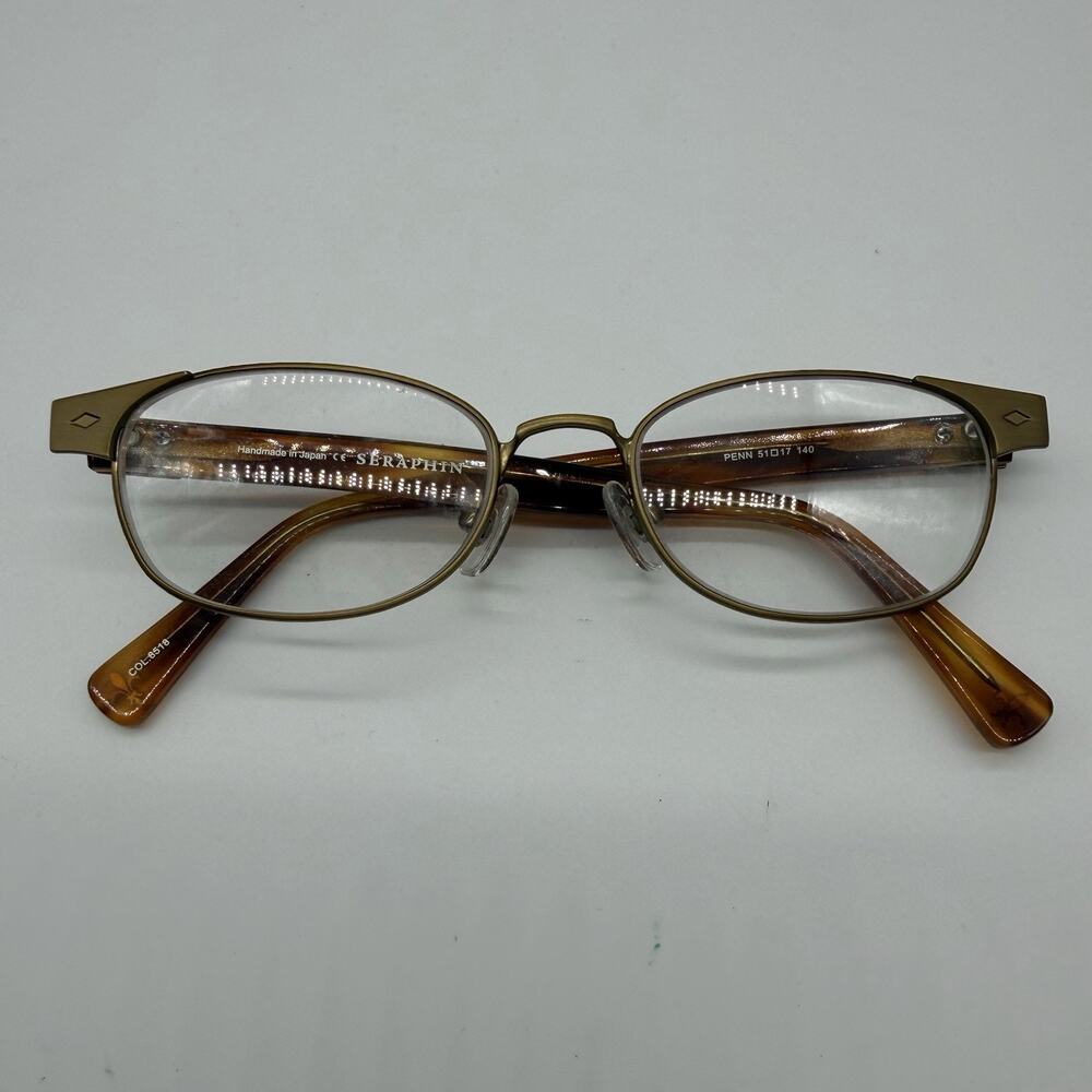 Seraphin Penn 8518 Eyeglasses 51-17-140 Brown Gold Handmade Japan Frames Only